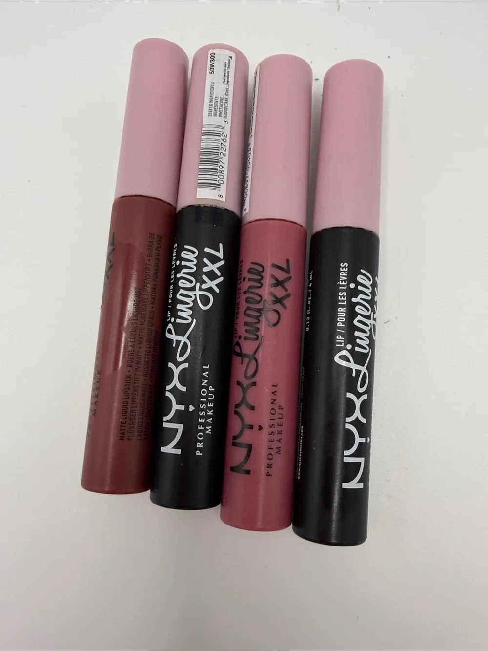 NYX Lip Lingerie XXL Matte Liquid Lipstick Set — Berry, Mauve, Dusty Rose, Brick